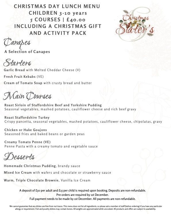 Christmas Day Menu 2024 Kids